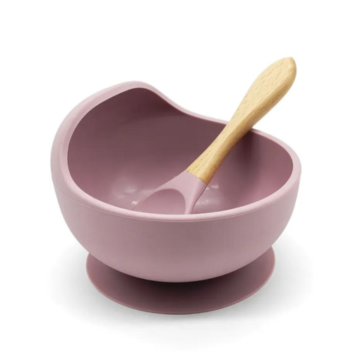 Plato hondo con ventosa y cubierto rosado - Image 2