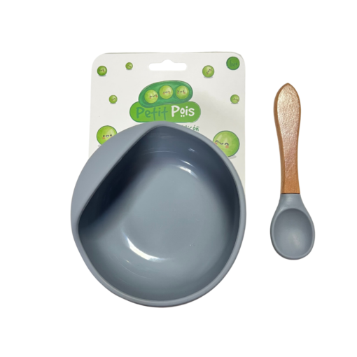 Plato hondo con ventosa y cubierto gris - Image 3