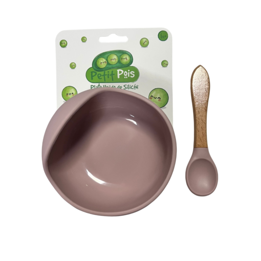 Plato hondo con ventosa y cubierto rosado - Image 4