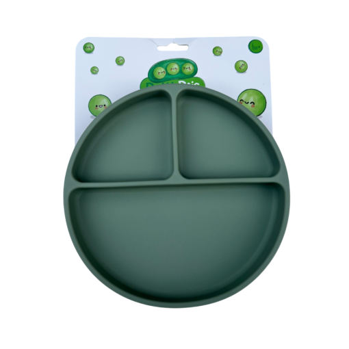 Plato de silicón con ventosa verde