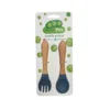 Set de cubiertos azul con mango de madera