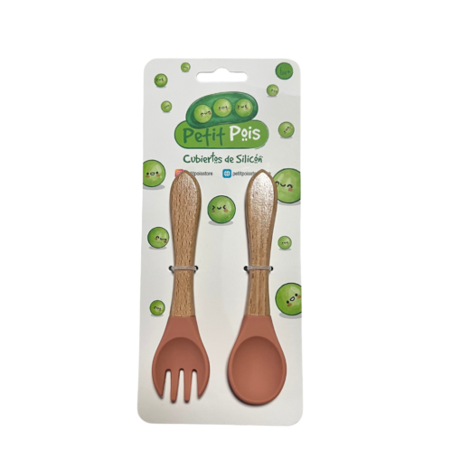 Set de cubiertos papaya con mango de madera