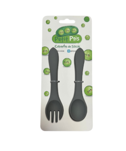 Set de cubiertos gris silicón 2 pcs