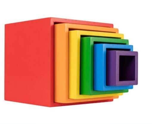 Cubos de madera arcoíris