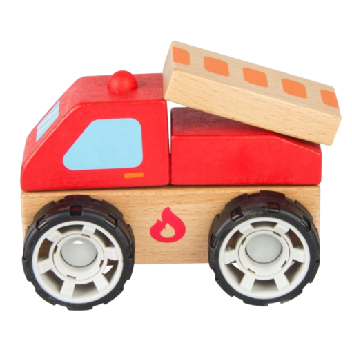 Carro de bloques de madera bomberos