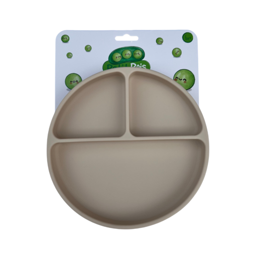 Plato de silicón con ventosa beige
