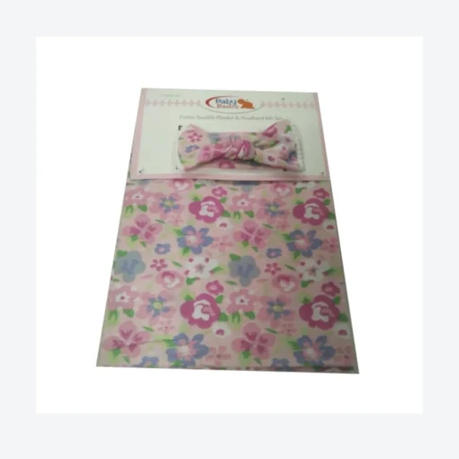 Manta y vincha para bebé de rosas